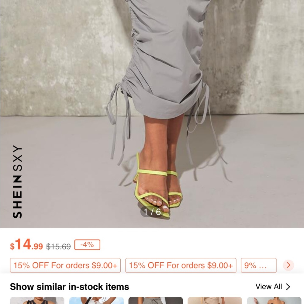 Shein Gray Ruched Midi Skirt